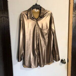 Entro Gold Button Down Shirt, Size Large